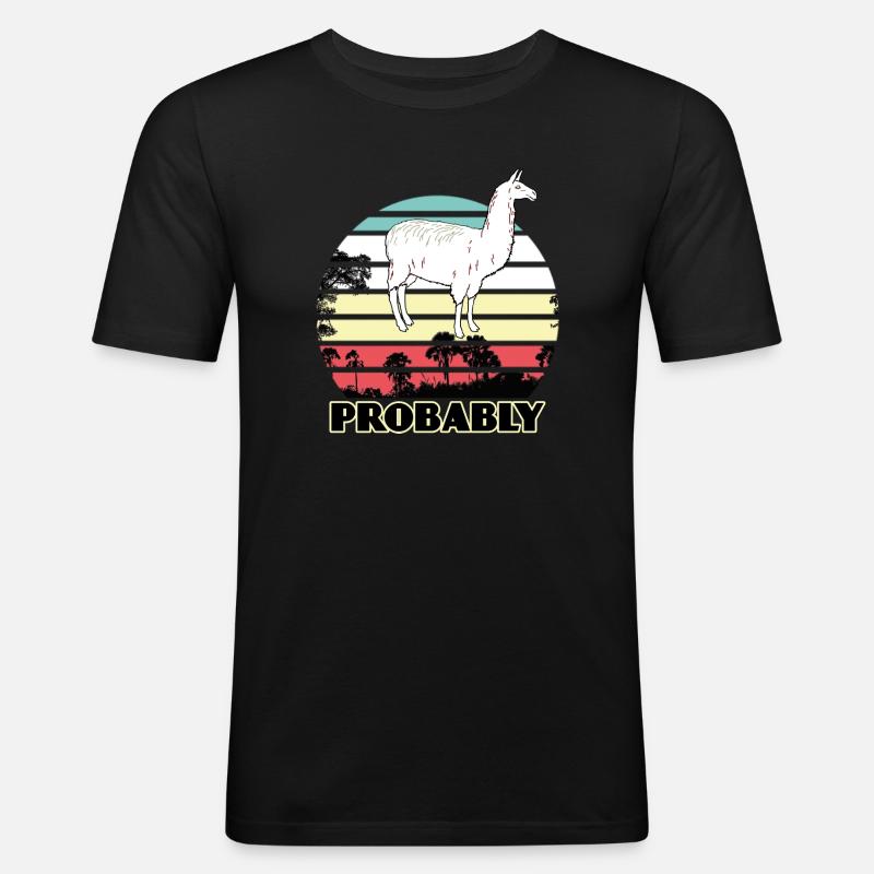 Alpaka - Männer Slim Fit T-Shirt - Schwarz