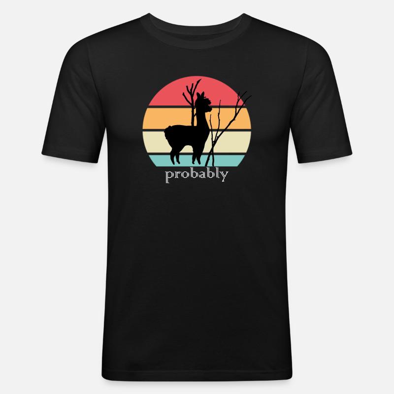 Alpaka - Männer Slim Fit T-Shirt - Schwarz