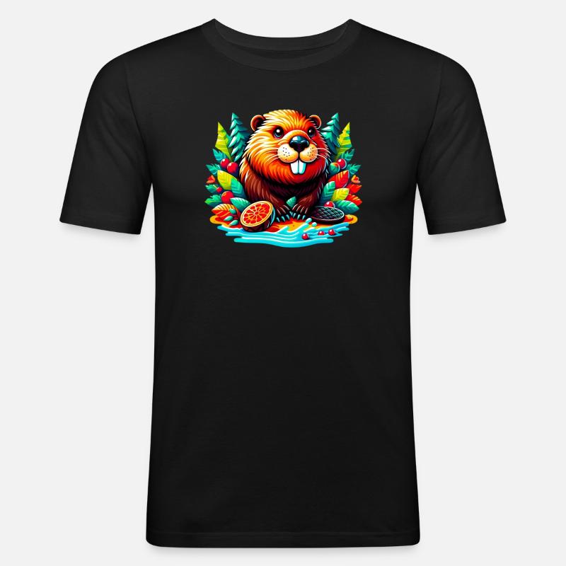 Bieber - Männer Slim Fit T-Shirt - Schwarz