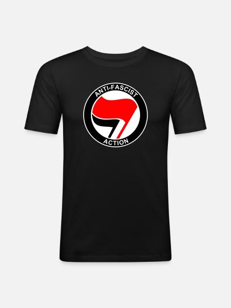 ANTIFA-Logo - Männer Slim Fit T-Shirt - Schwarz