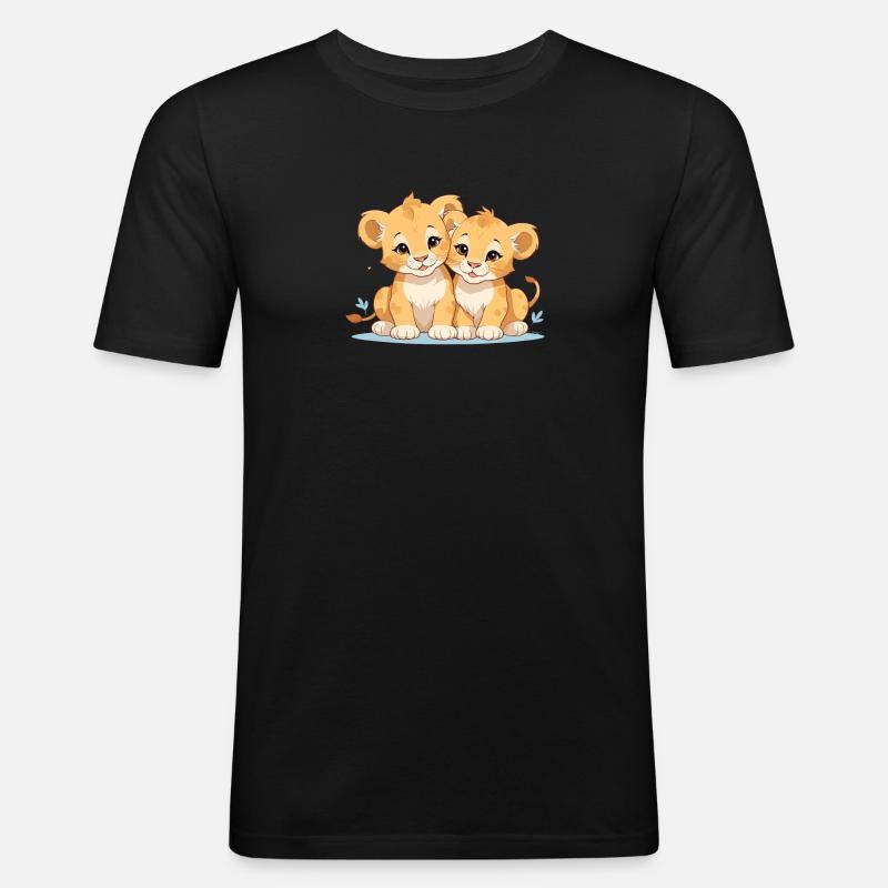 Löwenbabys - Männer Slim Fit T-Shirt - Schwarz