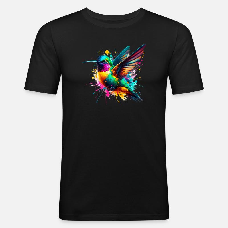 Kolibri - Männer Slim Fit T-Shirt - Schwarz