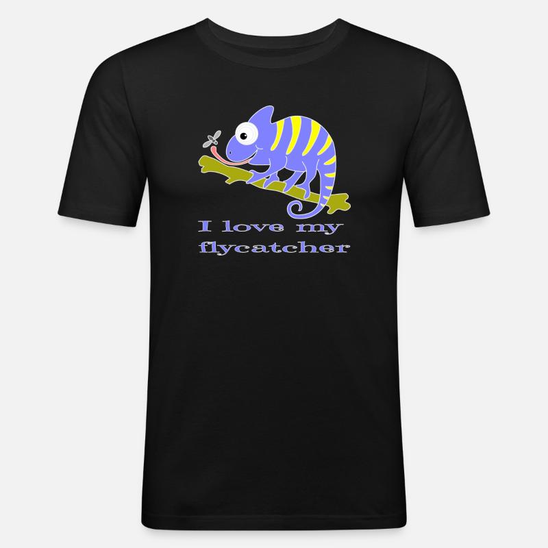 Chamaeleon tier - Männer Slim Fit T-Shirt - Schwarz