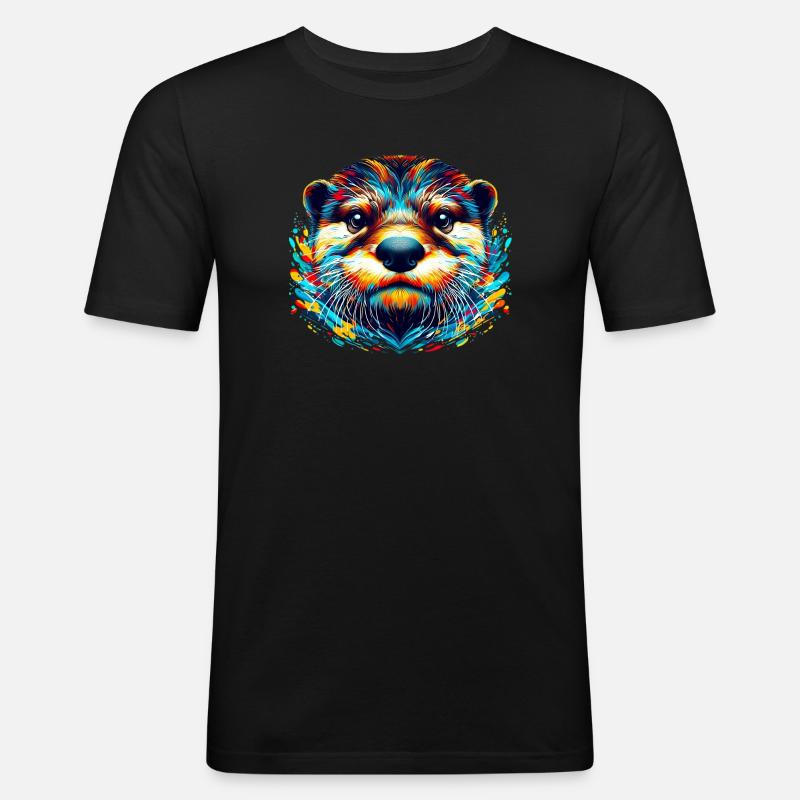 Otter - Männer Slim Fit T-Shirt - Schwarz