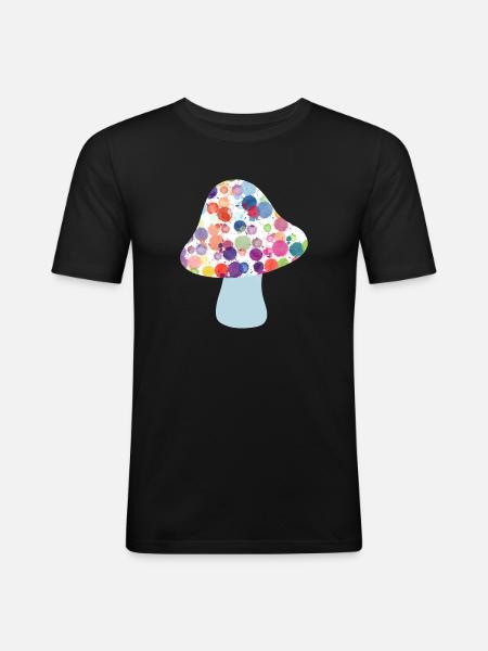Mushroom Lucky Charm Fall Dots Colorful Kids Dots - Men's Slim Fit T-Shirt - black