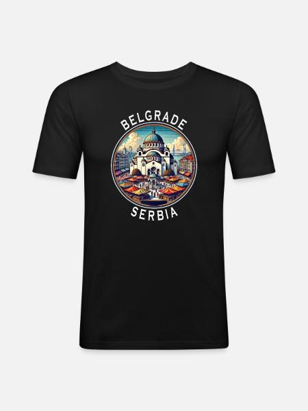 Belgrade, Serbie, Beograd Design - T-shirt près du corps Homme - noir