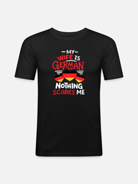 Deutsche Ehefrau Deutschland - Männer Slim Fit T-Shirt - Schwarz
