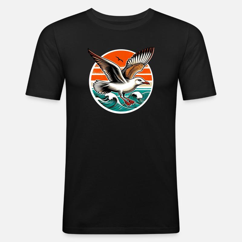 Möwe - Männer Slim Fit T-Shirt - Schwarz