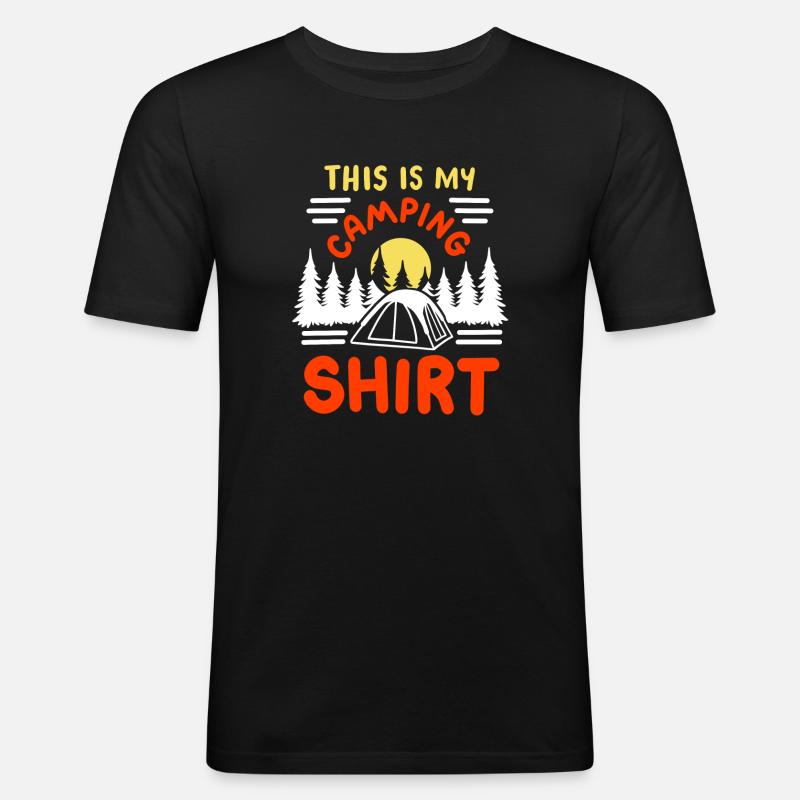 Camping Camper - Männer Slim Fit T-Shirt - Schwarz
