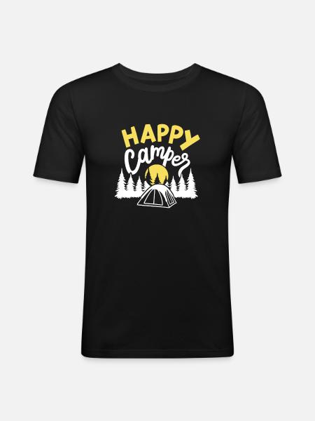 Camping Camper - Männer Slim Fit T-Shirt - Schwarz