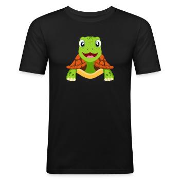 Schildkröte Schildkröten - Männer Slim Fit T-Shirt - Schwarz - Vorne - Nik (191cm)