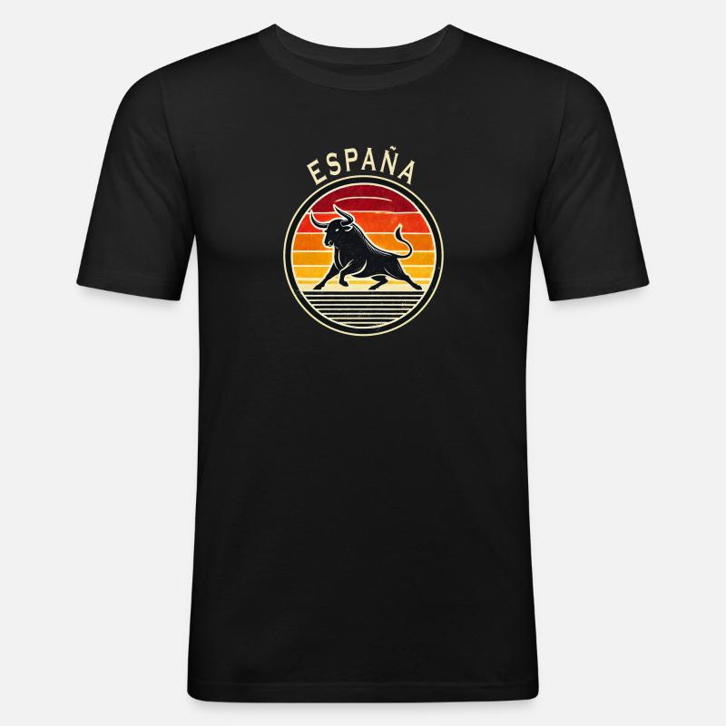 Spanien España Stier Design - Männer Slim Fit T-Shirt - Schwarz