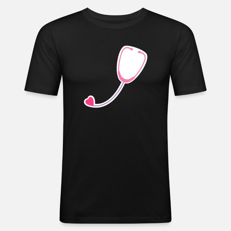 Farbiges Stethoskop - Männer Slim Fit T-Shirt - Schwarz