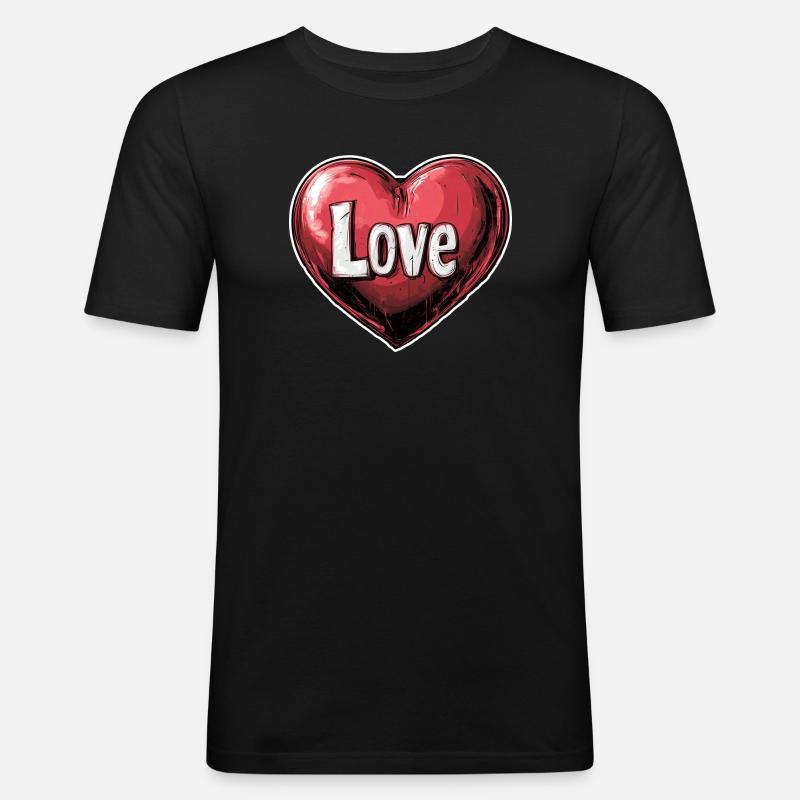 Herz der Liebe Illustration - Männer Slim Fit T-Shirt - Schwarz