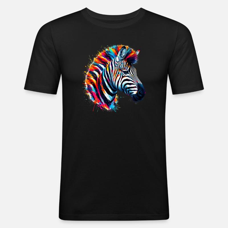 Zebra - Männer Slim Fit T-Shirt - Schwarz