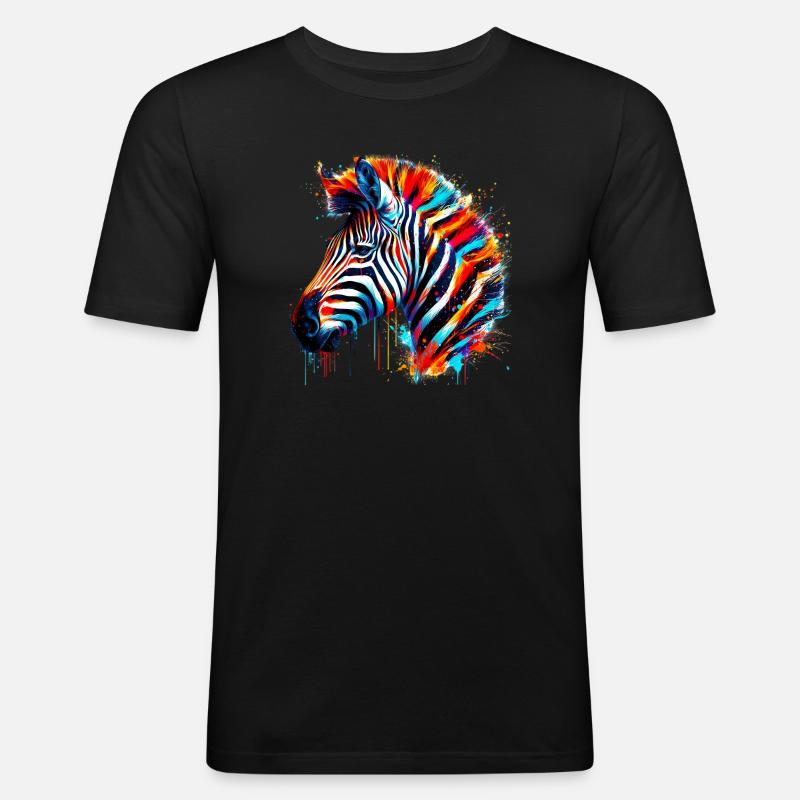 Zebra - Männer Slim Fit T-Shirt - Schwarz