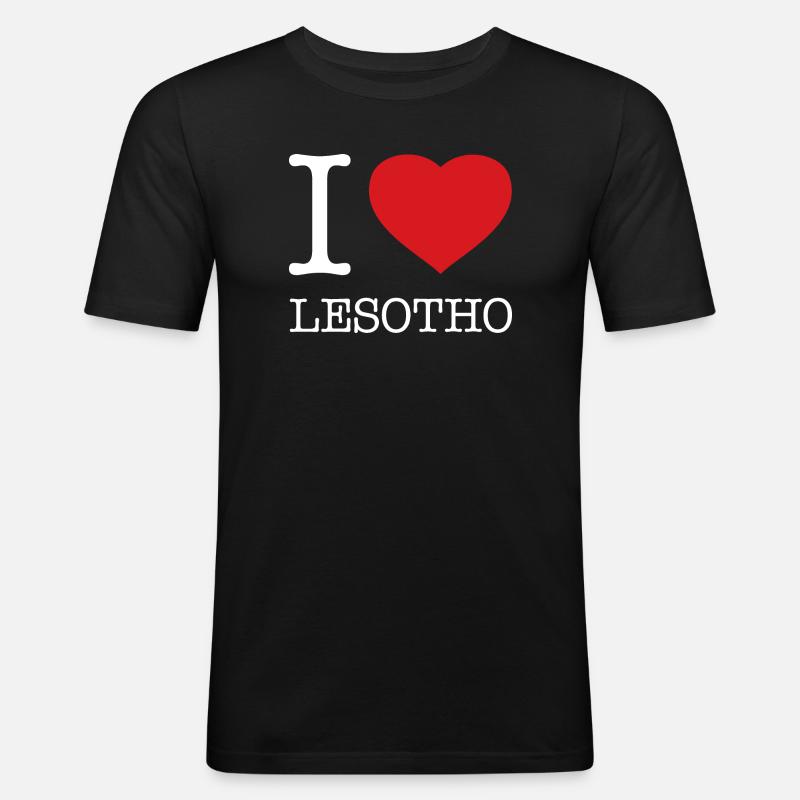 I LOVE LESOTHO - Männer Slim Fit T-Shirt - Schwarz