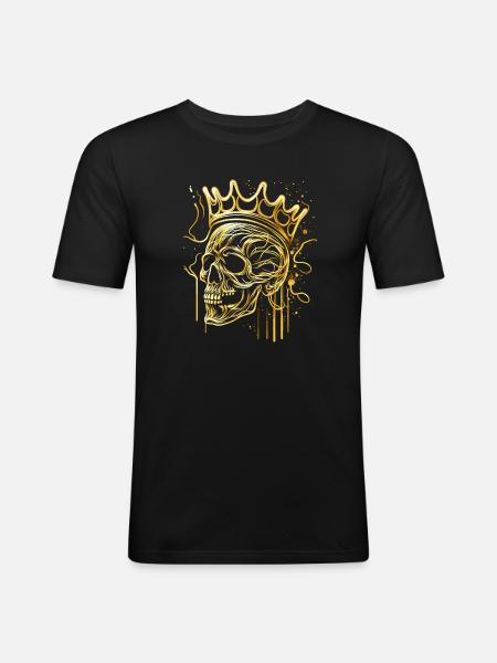 Skull Golden Skull with Crown Abstract - Men's Slim Fit T-Shirt - black