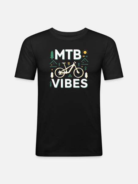 Mountain Bike Vibes Illustration - Men's Slim Fit T-Shirt - black