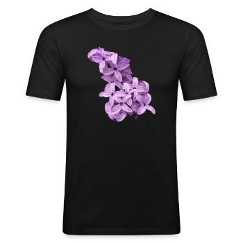 Fliederblütencluster - Männer Slim Fit T-Shirt - Schwarz - Vorne - Nik (191cm)