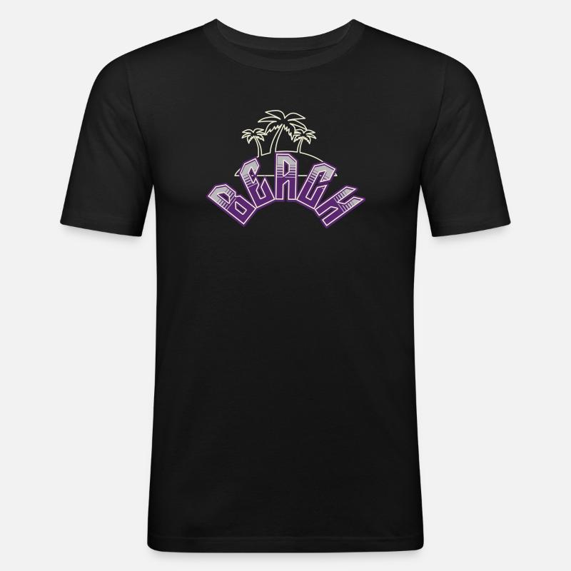 Beach - Männer Slim Fit T-Shirt - Schwarz