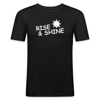 RISE & SHINE - Men's Slim Fit T-Shirt - black - Front - Nik (191cm)