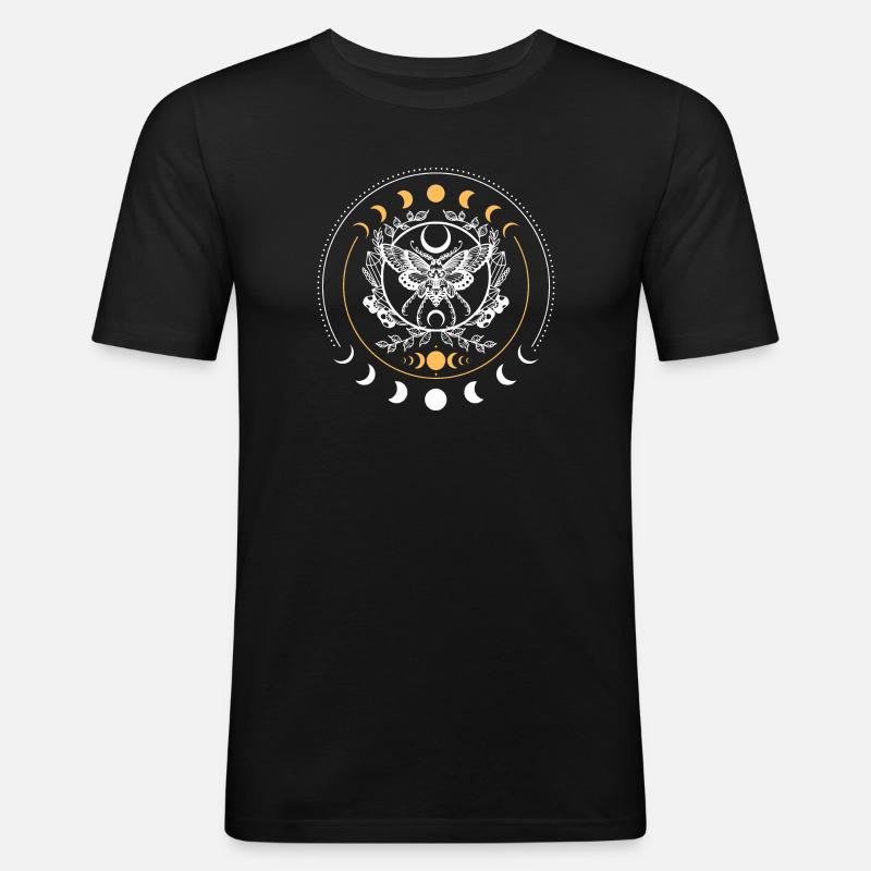 Himmlische Motten-Mandala - Männer Slim Fit T-Shirt - Schwarz