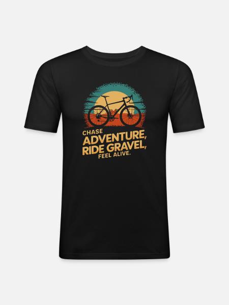 Retro Mountain Bicycle Adventure Tee - Men's Slim Fit T-Shirt - black