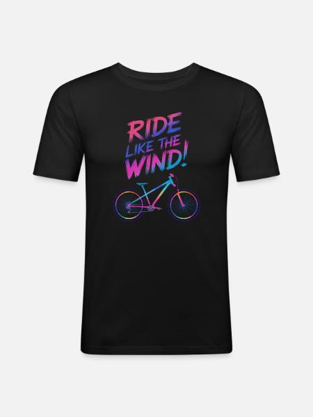Vibrant Windsurf Bicycle Illustration - Men's Slim Fit T-Shirt - black