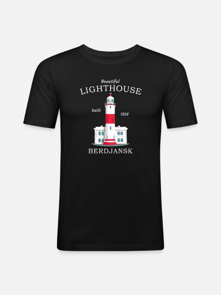 Berdyansk, Mer d’Azov, Phare Ukraine - T-shirt près du corps Homme - noir