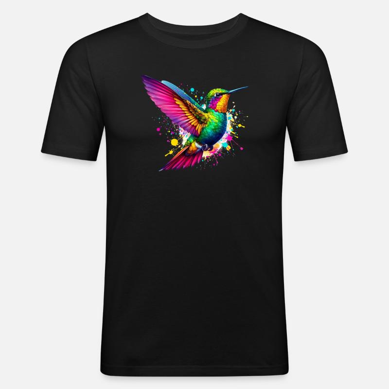 Kolibri - Männer Slim Fit T-Shirt - Schwarz