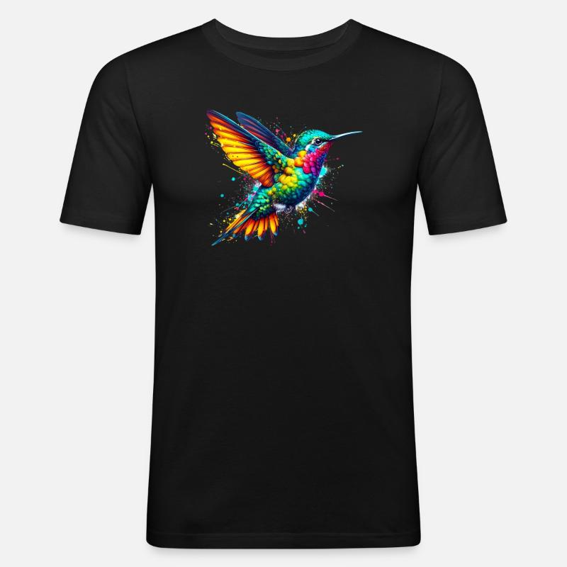 Kolibri - Männer Slim Fit T-Shirt - Schwarz
