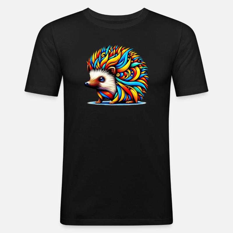 Igel - Männer Slim Fit T-Shirt - Schwarz