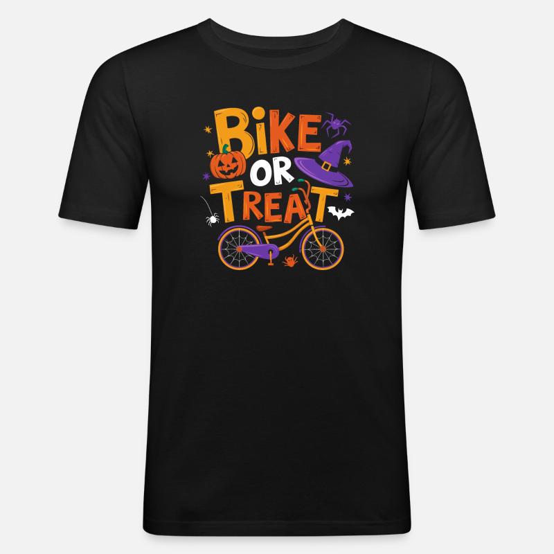 Halloween-Fahrrad oder Leckerli-Illustration - Männer Slim Fit T-Shirt - Schwarz