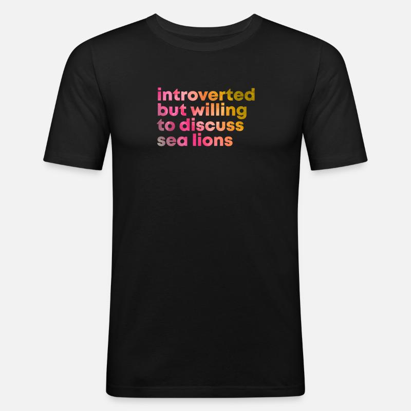 Seelöwe - Männer Slim Fit T-Shirt - Schwarz