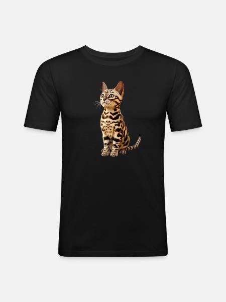 Kot bengalski Kot lamparc Leopardette Koty bengalskie - Obcisła koszulka męska - czarny