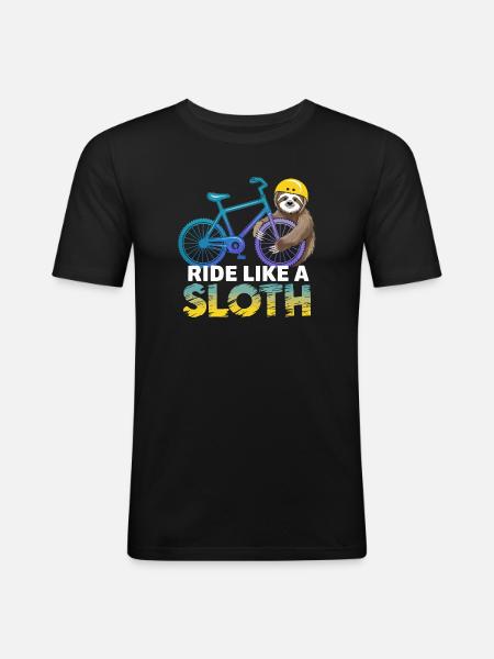 Sloth Biker with Helmet - Men's Slim Fit T-Shirt - black