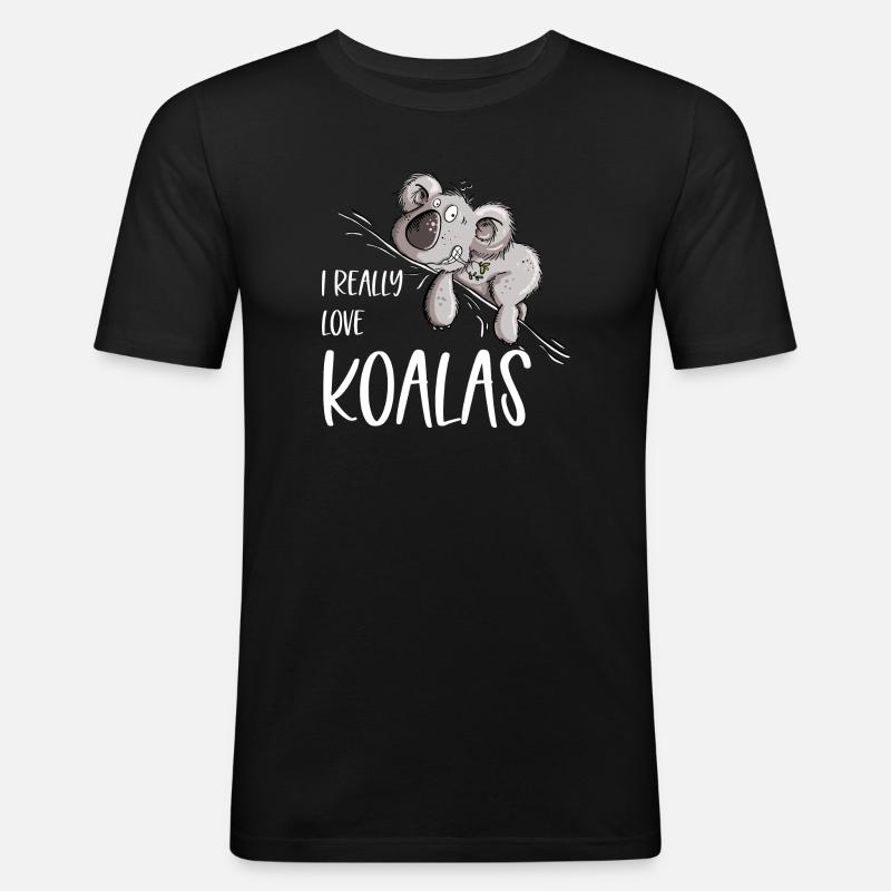 I Really Love Koalas Koala Bär - Männer Slim Fit T-Shirt - Schwarz