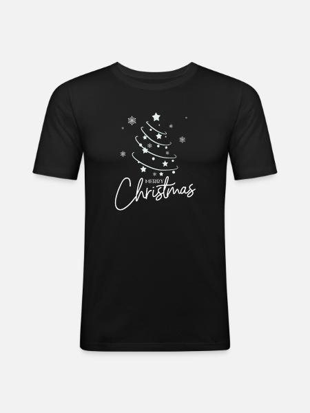Weihnachtsstern Spirale Stil - Männer Slim Fit T-Shirt - Schwarz