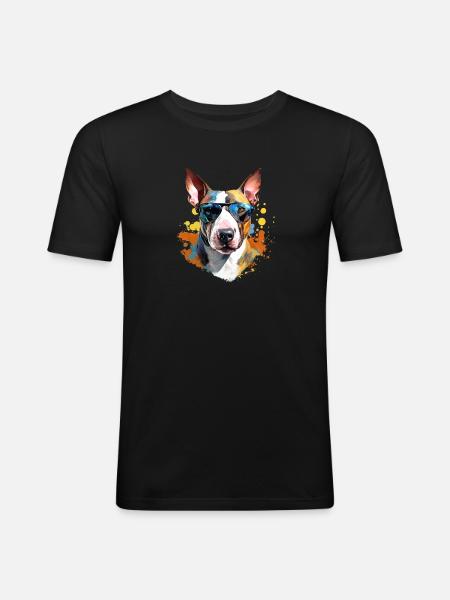 Bull terrier with sunglasses - Men's Slim Fit T-Shirt - black