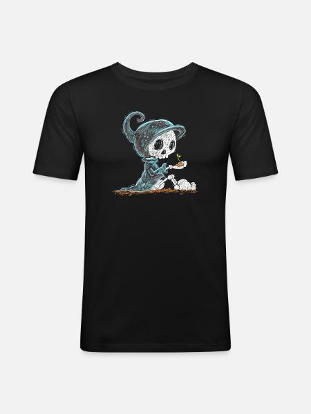 Skeleton Holding Plant Hope Emergence - Men's Slim Fit T-Shirt - black