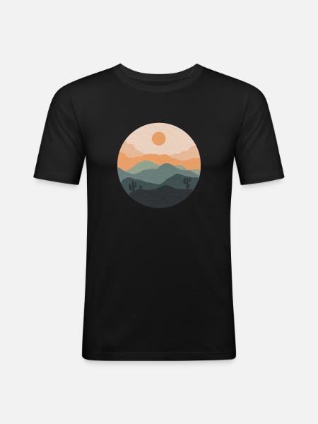 Pastel desert sunset circle - Men's Slim Fit T-Shirt - black