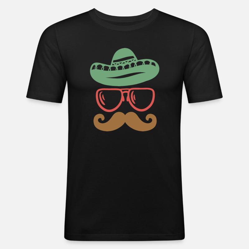 Cinco de Mayo mexikanisch Schnurrbart - Männer Slim Fit T-Shirt - Schwarz