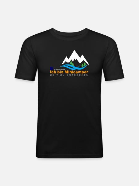 Minicamper Bergwanderer Motiv - Männer Slim Fit T-Shirt - Schwarz