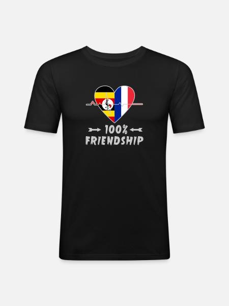 Uganda and France 100% friendship - Men's Slim Fit T-Shirt - black