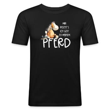 Mir Reicht's Ich Geh Zu Meinem Pferd Sprüche - Männer Slim Fit T-Shirt - Schwarz - Vorne - Nik (191cm)