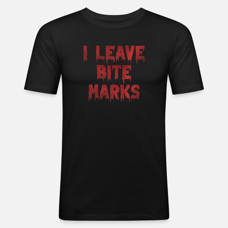 bite marks blutspuren - Männer Slim Fit T-Shirt - Schwarz