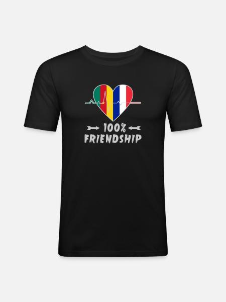Cameroon and France 100% friendship - Men's Slim Fit T-Shirt - black