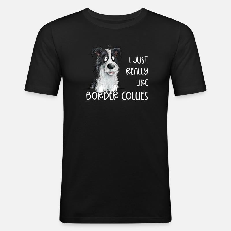 Drolliger Border Collie Hund Spruch - Männer Slim Fit T-Shirt - Schwarz