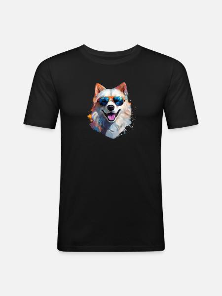 Samoyed with sunglasses - Men's Slim Fit T-Shirt - black